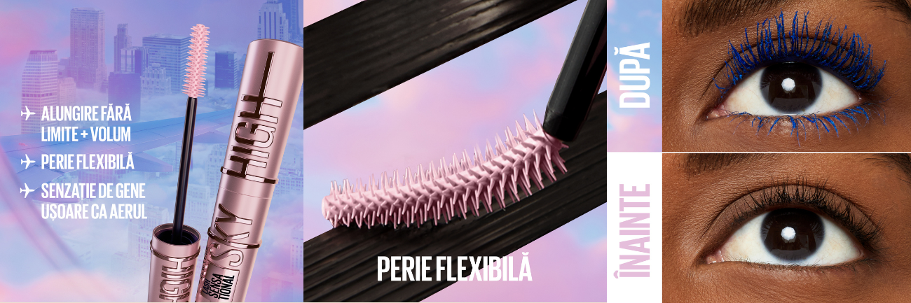 Mascara pentru volum si alungire Lash Sensational Sky High, Blue Mist, 7.2 ml, Maybelline